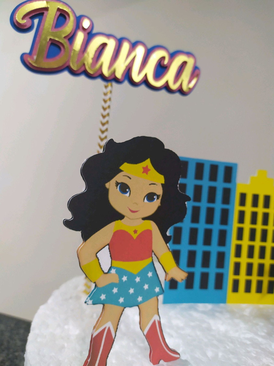 Topo De Bolo Mulher Maravilha - Imagem 3
