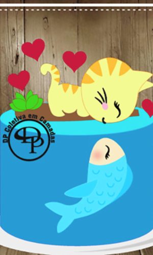 Topo De Bolo O Peixe E O Gato