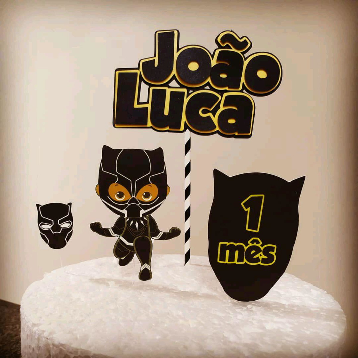 Topo de Bolo Pantera Negra cute - Imagem 2