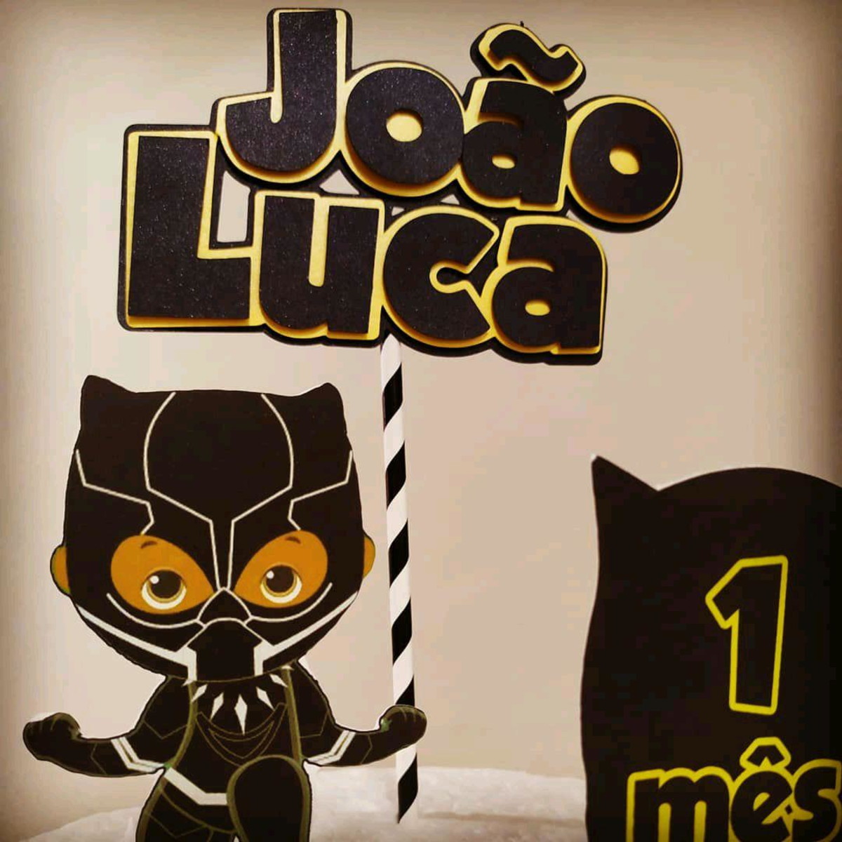 Topo de Bolo Pantera Negra cute - Imagem 3