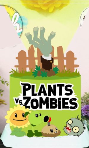 Topo de Bolo Plants x Zombies