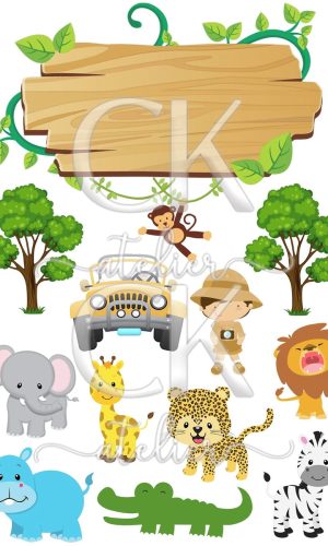 Topo de Bolo Safari