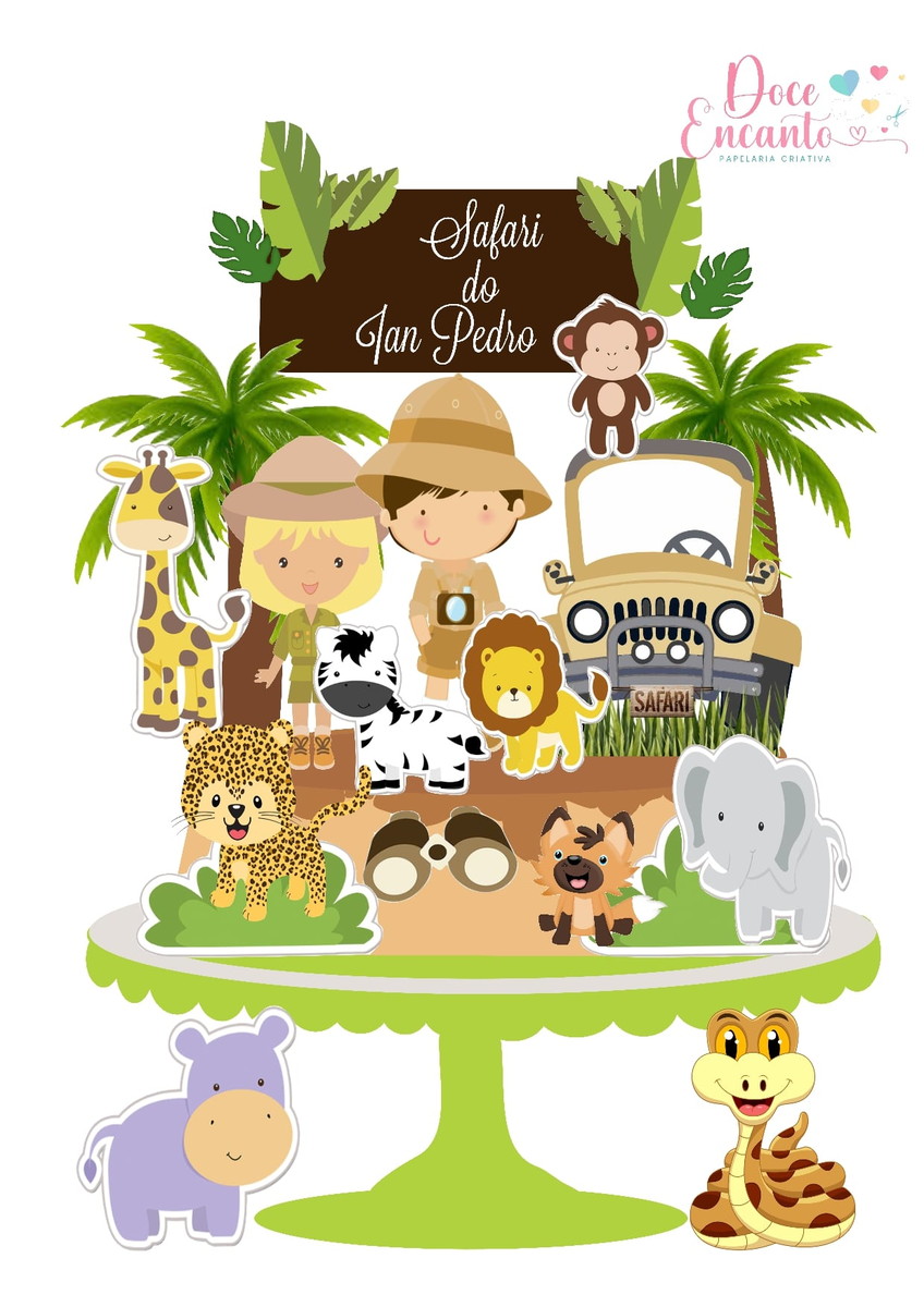 Topo de Bolo Safari