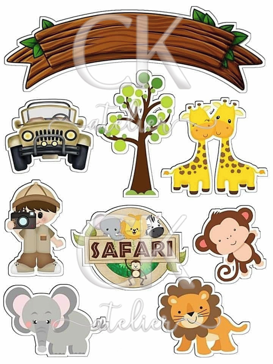 Topo de Bolo Safari
