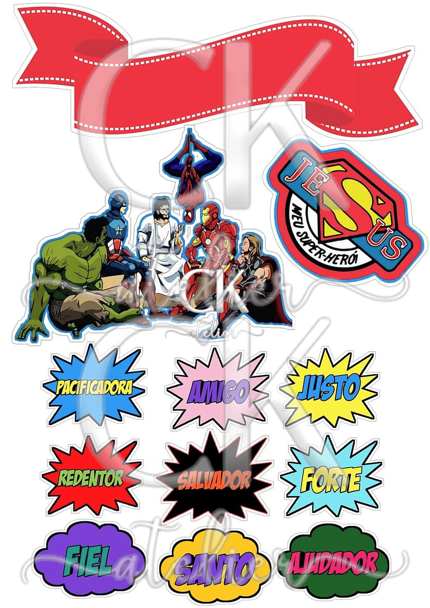 Topo de Bolo Super heróis