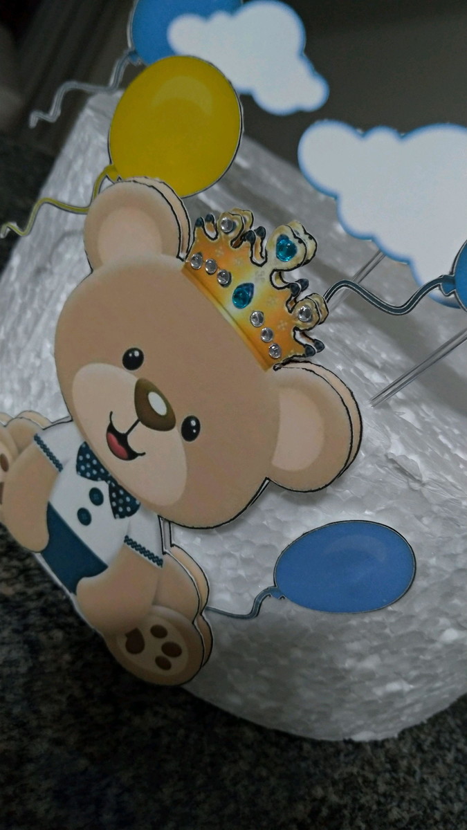 Topo de Bolo Ursinho Realeza - Imagem 2