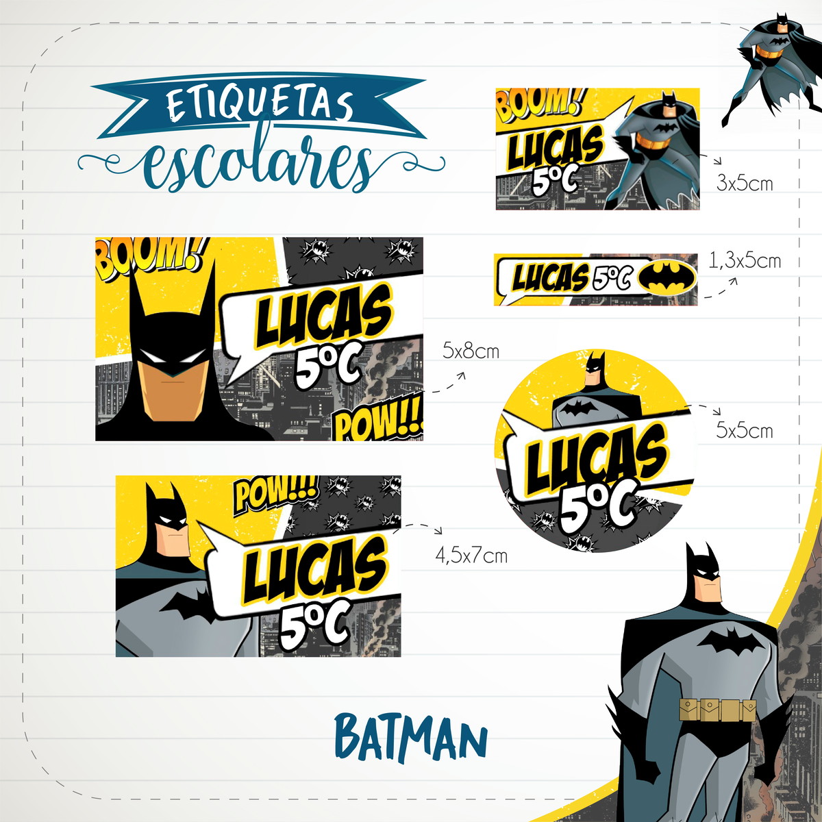 Arquivo de Corte - Etiqueta Escolar (Batman) A