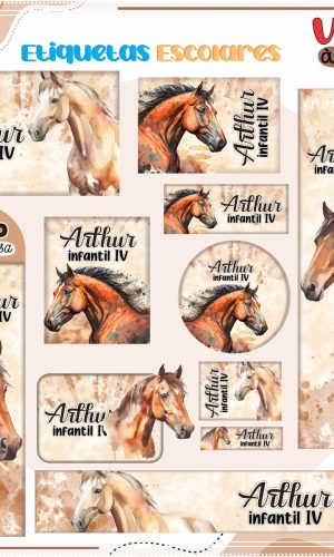Arquivo de Corte - Etiqueta Escolar (cavalos) a