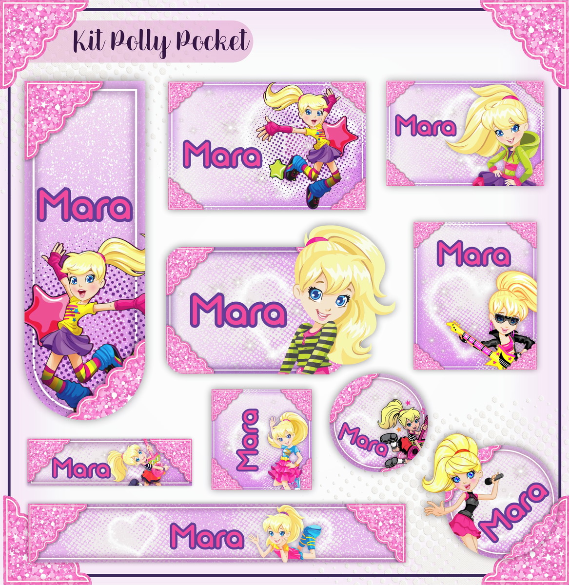 Arquivo de Corte - Etiqueta Escolar (Polly Pocket) A