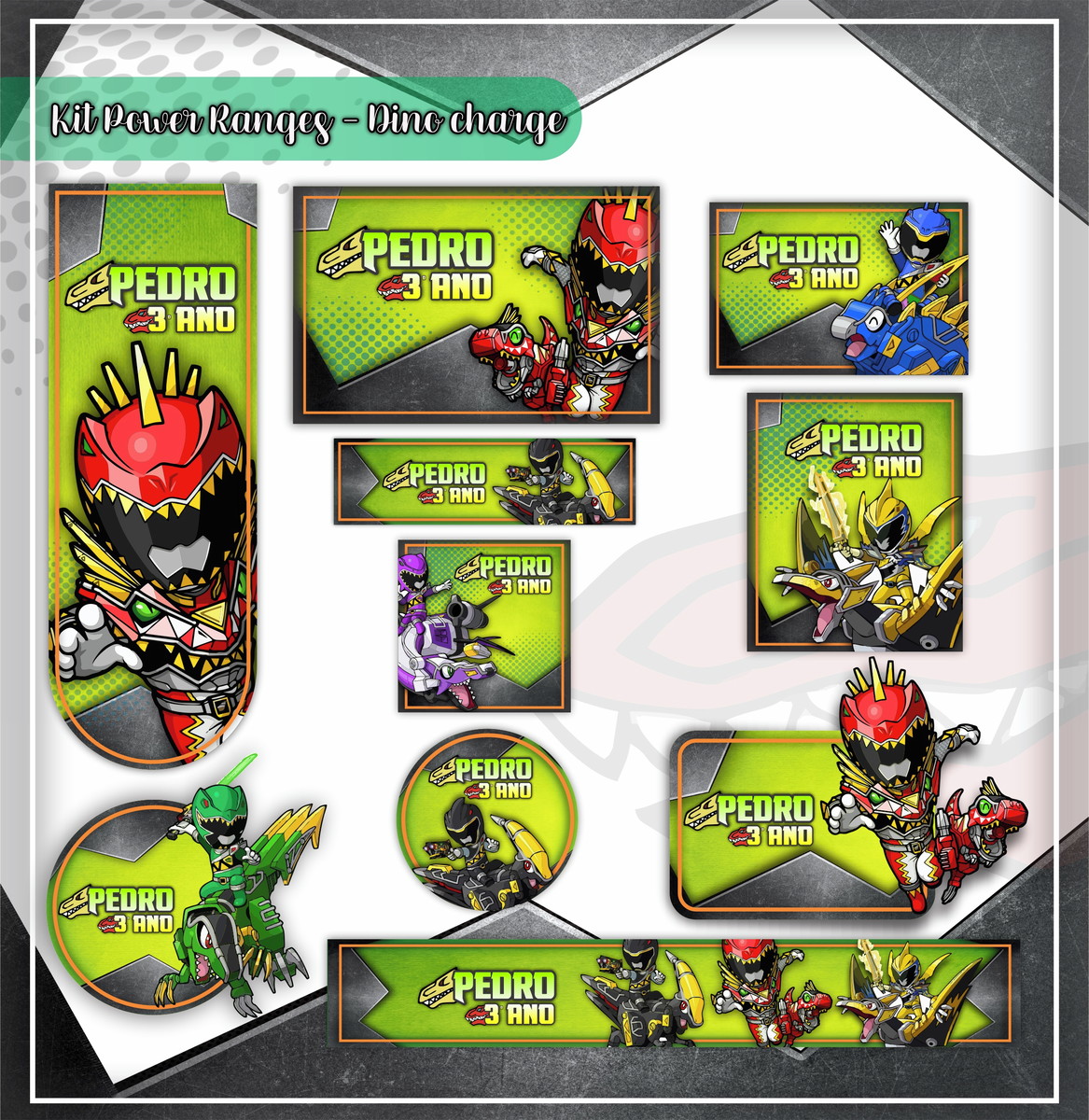 Arquivo de Corte - Etiqueta Escolar (Power Rangers) A