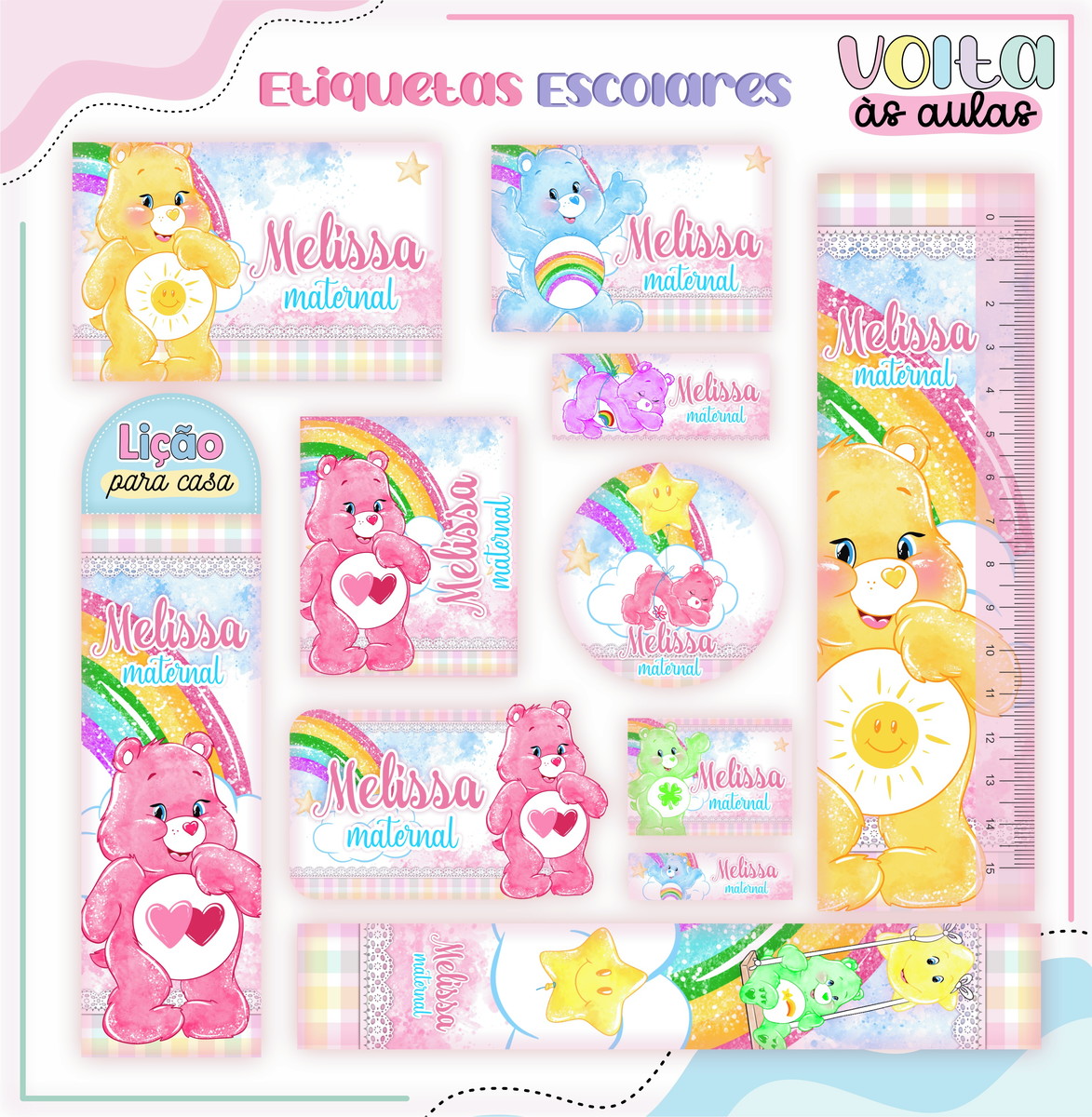 Arquivo de Corte - Etiqueta Escolar (ursinhos Carinhosos) a