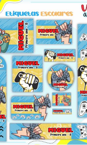 Arquivo de Corte - Etiqueta Escolar (video Game) F