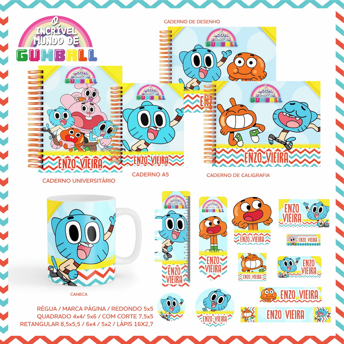 Arquivo Digital - Etiqueta Escolar (Gumball) A