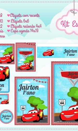 Arquivo de Corte - Etiqueta Escolar (Carros) A